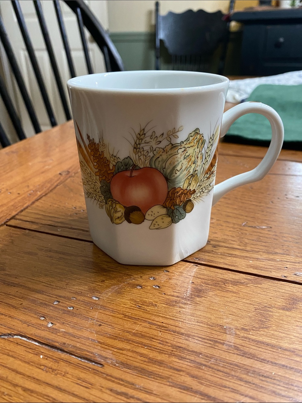 Andrea “Autumn Cornucopia” White Harvest Ceramic Mug - Classic Fall Design